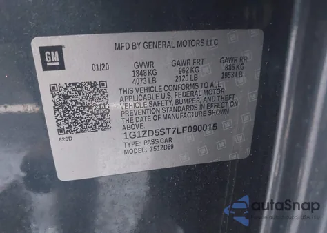 2020 Chevrolet Malibu Fwd Lt из США, поврежденный, VIN 1G1ZD5ST7LF090015